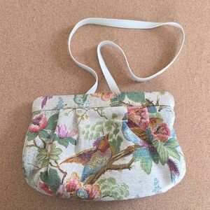 Margaret Smith Gardiner Maine Floral Bird Canvas Handbag Vintage 60s Mod Purse